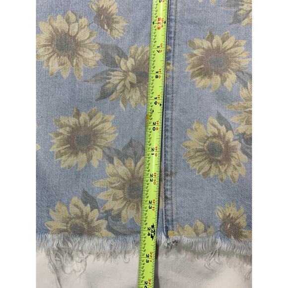 American Eagle Outfitters Overall Denim Dress Jumper Sz XS Sunflower Floral - Picture 10 of 14